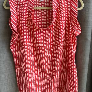 Cabi orange and white mock neck blouse. Small